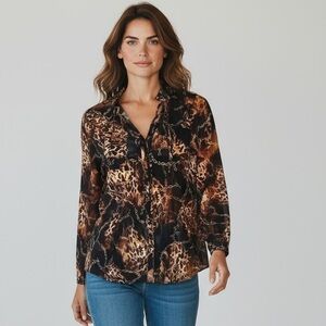 Miss Tina blouse 16-18 XL. Worn once. Long sleeve silky material. Elastic waist